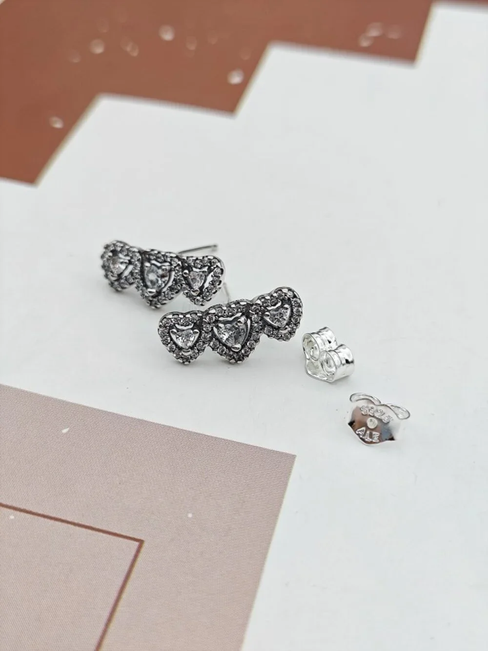 Pandora Halo Heart Trilogy Stud Earrings